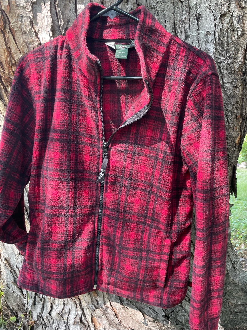 Woolrich Red & Black Plaid Teddy Fleece Jacket